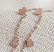 Load image into Gallery viewer, Rose Gold Drop Heart Earrings