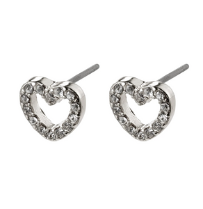 Silver Plated Crystal Heart Earrings : Edie