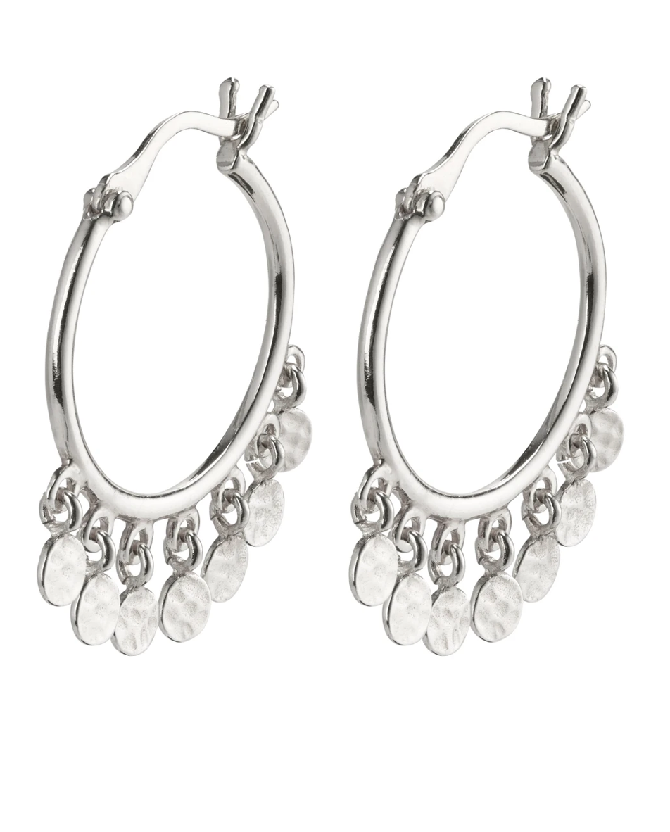 Silver Plated Hoops With Tiny Coins : Panna