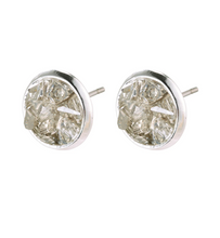 Load image into Gallery viewer, A silver stud earring filled with a rock crystal