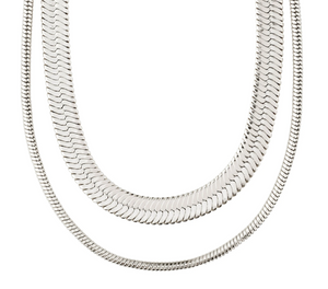 RECONNECT chunky snake chains, 2-in-1 set silver-plated