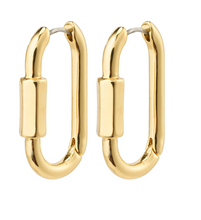 Load image into Gallery viewer, RESTORATION oval carabiner hoops gold-plated