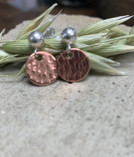Load image into Gallery viewer, Sterling Silver and Copper Disc Earrings