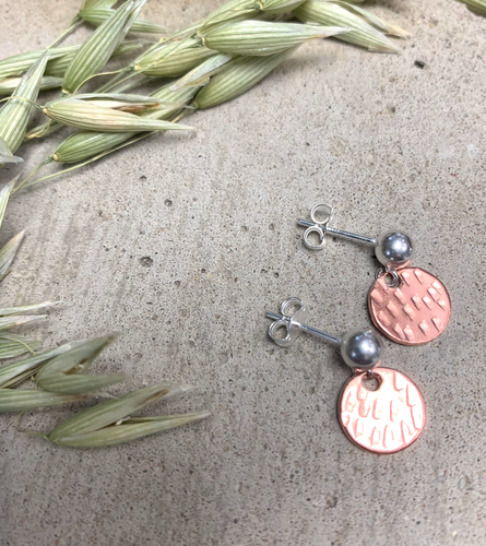 Sterling Silver and Copper Disc Earrings