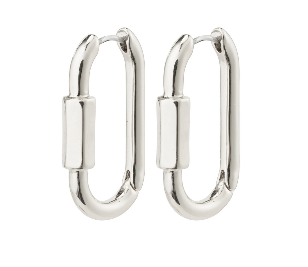 RESTORATION Oval Carabiner Hoops Silver-Plated