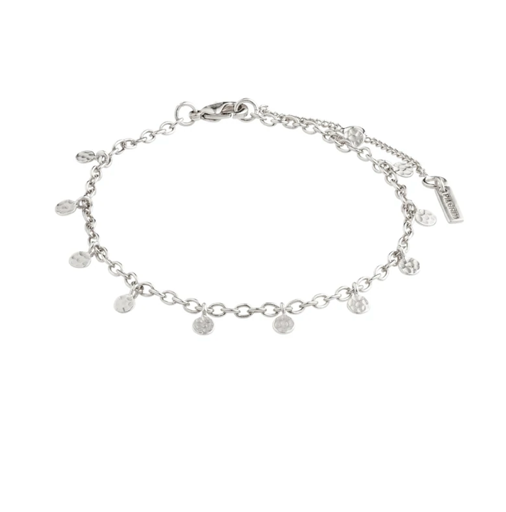 delicate silver plated bracelet with small discs