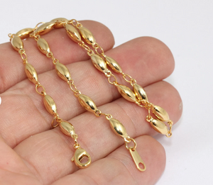 Gold Anklet With Long Beads