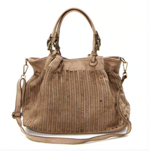 Load image into Gallery viewer, Punch Pattern Leather Handbag | Taupe