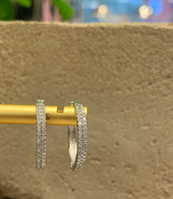 Load image into Gallery viewer, Sparkly Silver Crystal Hoop Earrings
