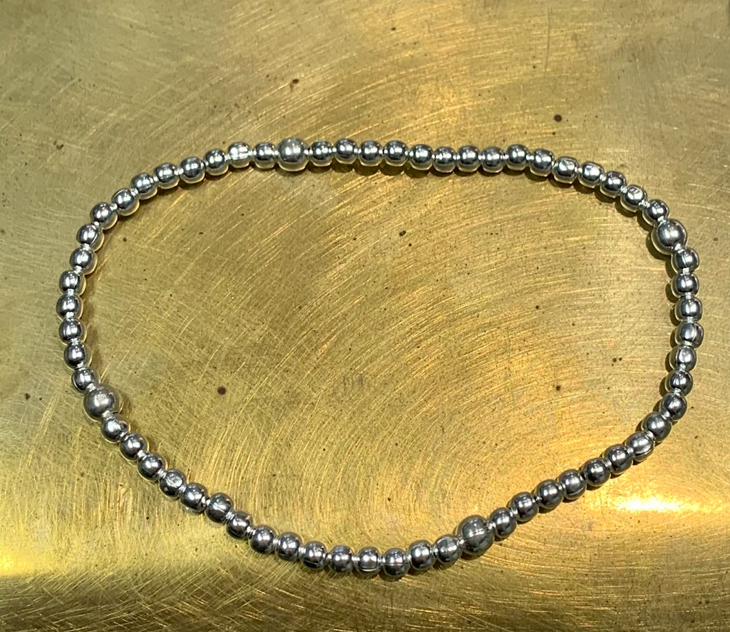 Sterling Silver Beaded Elasticated Bracelet