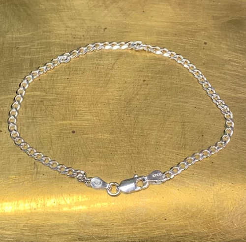 Fine sterling silver curb chain bracelet