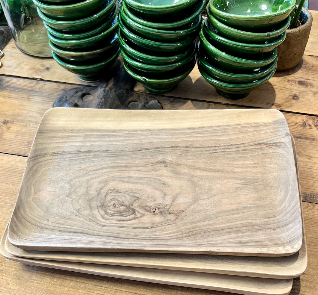 Rectangular plate made from walnut wood