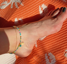 Load image into Gallery viewer, Rainbow Beaded Shell Charm Anklet
