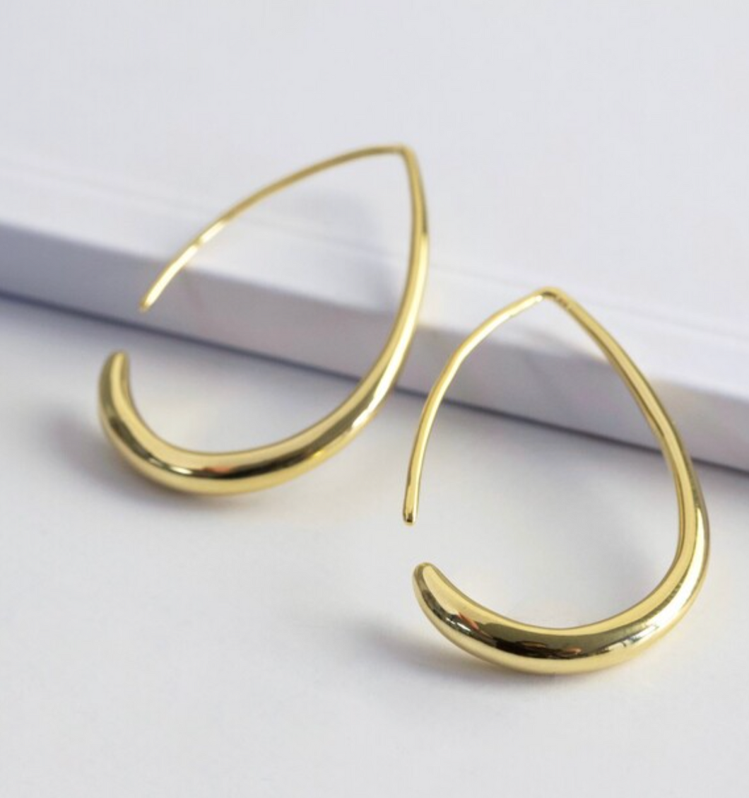 Small Teardrop Hoop Earrings | Gold and Silver