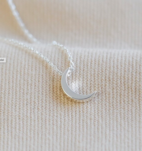 Silver crescent moon necklace