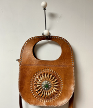 Load image into Gallery viewer, Moroccan Tan Handbag with Long Strap and Circular Design