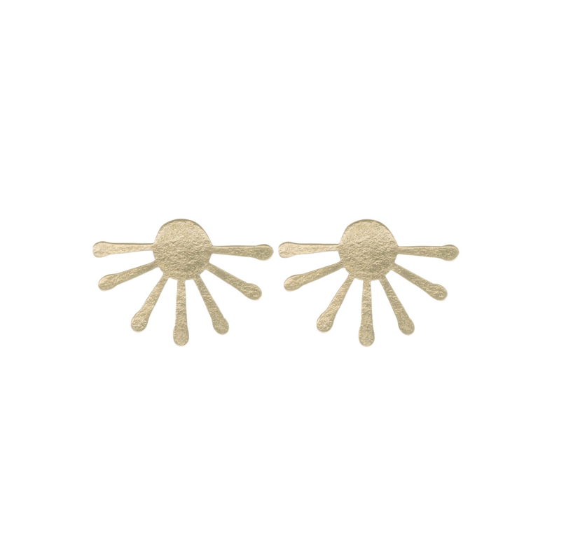 Inca sun earrings handmade from brass in Peru