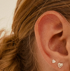 Small Heart Stud Earrings 2-in-1 set | Gold and Silver