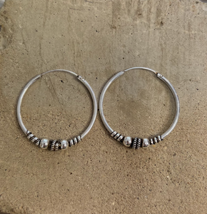 Sterling Silver Tribal Hoop Earrings