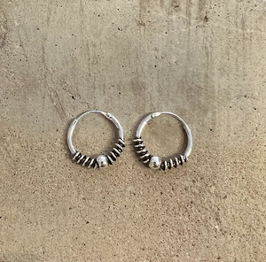 Sterling Silver Tribal Hoop Earrings