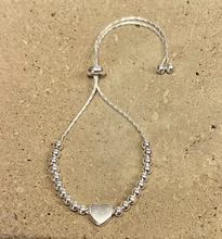 Load image into Gallery viewer, Sterling Silver Heart and Bead Bracelet