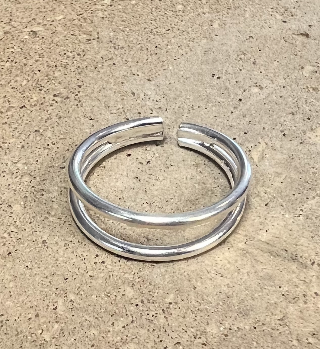 double band sterling silver toe ring