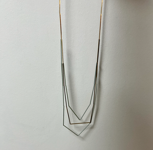 Long Three Strand Geometric Necklace