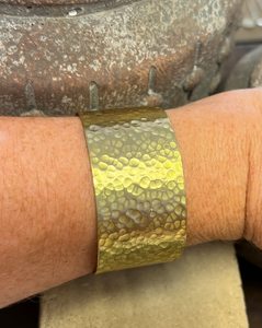 Hammered Effect 3 cm Brass Cuff Bracelet
