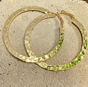Flat Large Hammered Hoops | Gold Plated