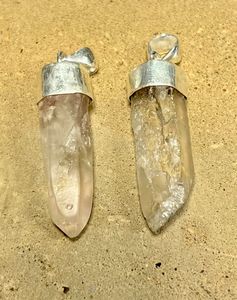 Large Clear quartz crystal set in sterling silver
