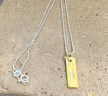 Load image into Gallery viewer, Gold Tag Necklace on a Sterling Silver Chain