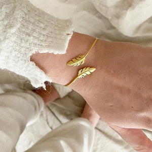 Gold Plated Feather Bangle