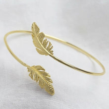 Load image into Gallery viewer, Gold Plated Feather Bangle