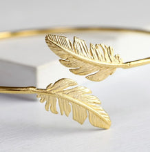 Load image into Gallery viewer, Gold Plated Feather Bangle