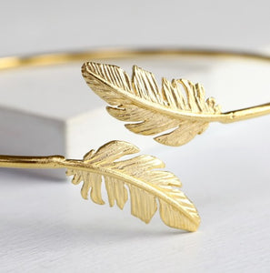 Gold Plated Feather Bangle
