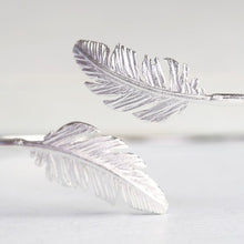 Load image into Gallery viewer, Silver Plated Feather Bangle