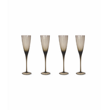Load image into Gallery viewer, Nineteen twenties inspired smoked glass champagne flutes - pack of 4