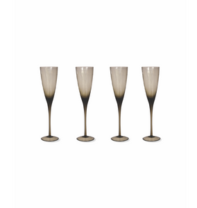 Nineteen twenties inspired smoked glass champagne flutes - pack of 4