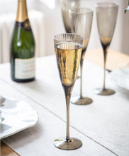 Load image into Gallery viewer, 1920s inspired smoked glass champagne flutes - pack of 4