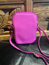 Load image into Gallery viewer, Triple Zip Phone Crossbody Bag | Shocking Pink