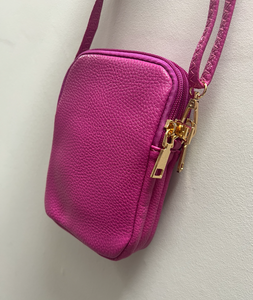 Triple Zip Phone Crossbody Bag | Shocking Pink