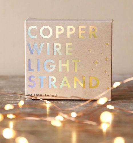 Simply packaged copper wire string lights 3 metres battery operated