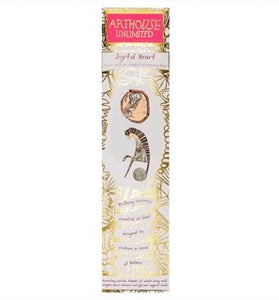 Incense Sticks. Joyful Heart is a recovery blend designed to restore a sense of balance. Blended with eucalyptus, orange, turmeric, rosemary, aniseed, citronella, thyme, ginger and peppermint.