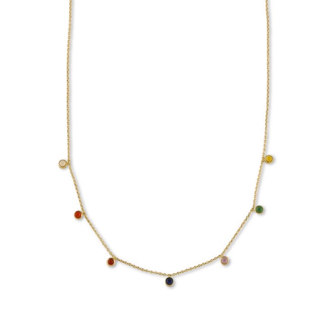delicate necklace with small crystals in a range of colours makes a perfect gift. - gold