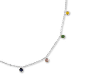 Multi coloured Crystal Necklace | Silver
