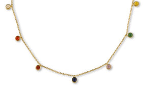 Multi coloured Crystal Necklace | Gold