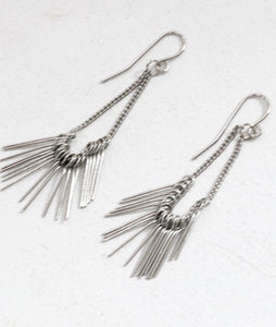 Fringed earrings in silver