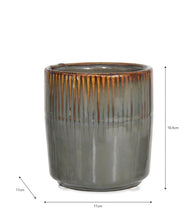 Load image into Gallery viewer, Grey Plant Pot with Vertical Linear Pattern 11 cm | Ceramic