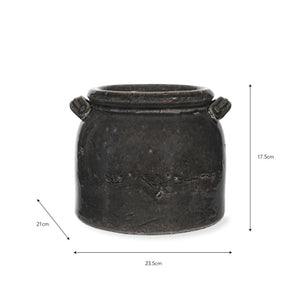 Dark Grey Chunky Pot with Handles | Ceramic