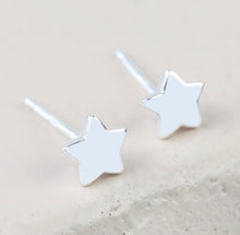 Load image into Gallery viewer, Sterling silver 925 womens stud earrings, with a polished finish. Butterfly push backs. 